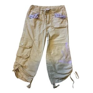 Disney Princess Khaki Cropped Cargo Pants | girls M 7/8 | purple | vacation